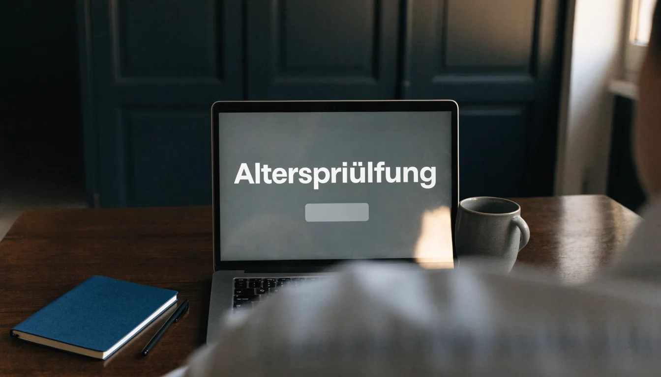Eine Messingwaage steht auf einer dunklen Holzplatte vor einem Fenster, durch das weiches Tageslicht fällt.