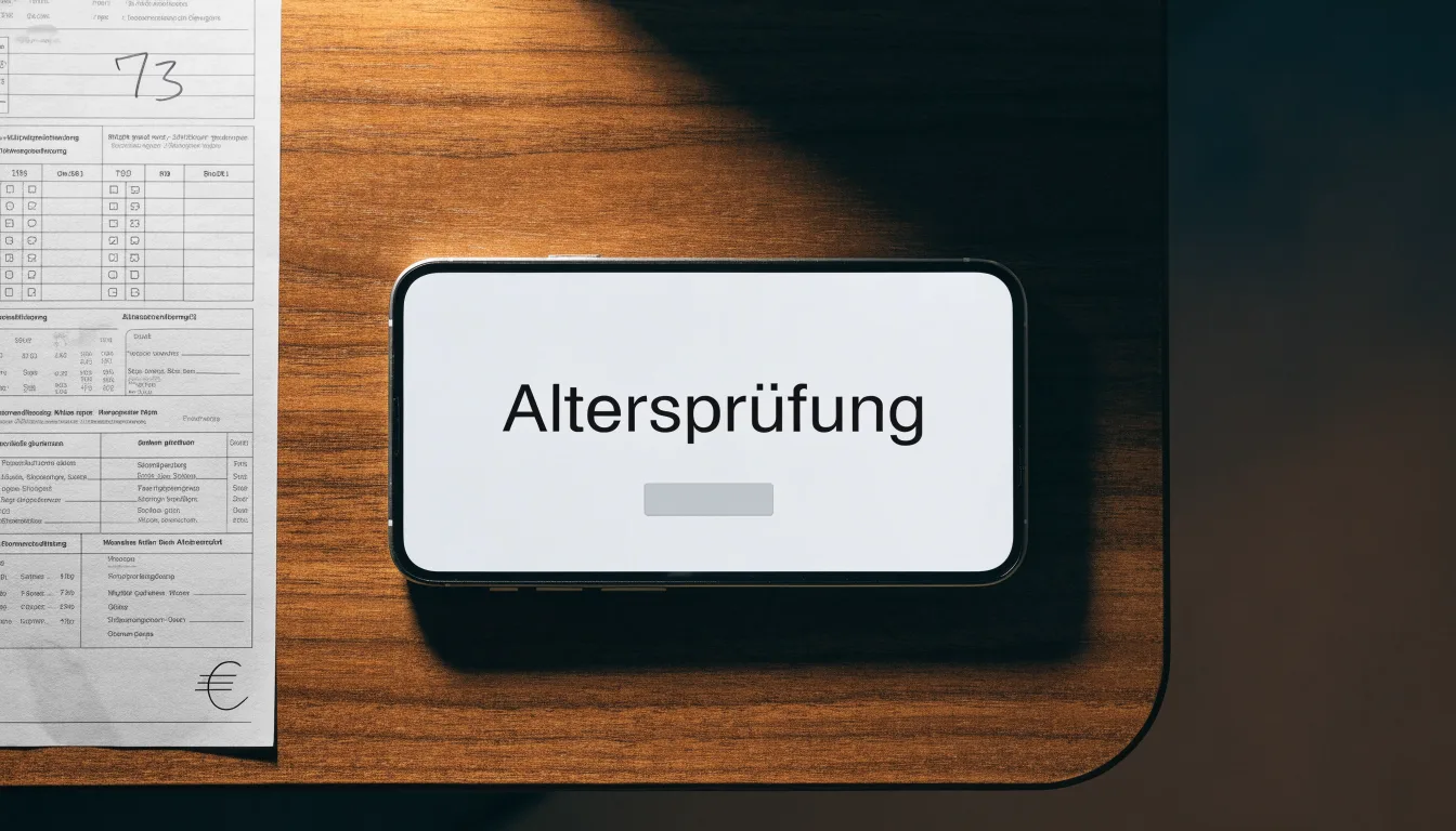 Ein Richterhammer aus Holz liegt auf einer polierten Tischplatte, dahinter verschwimmt ein heller Raum.