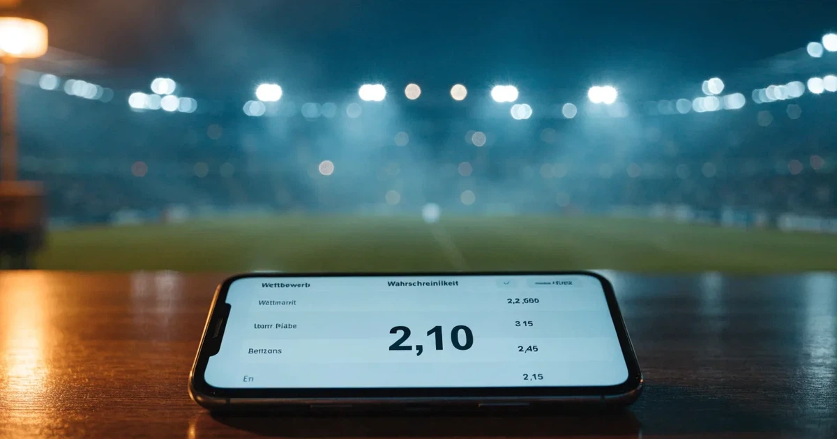 Ein leeres Stadion unter Flutlicht aus großer Entfernung gesehen, Dunst liegt über dem Rasen, die Tribünen sind nur als Lichtpunkte erkennbar.