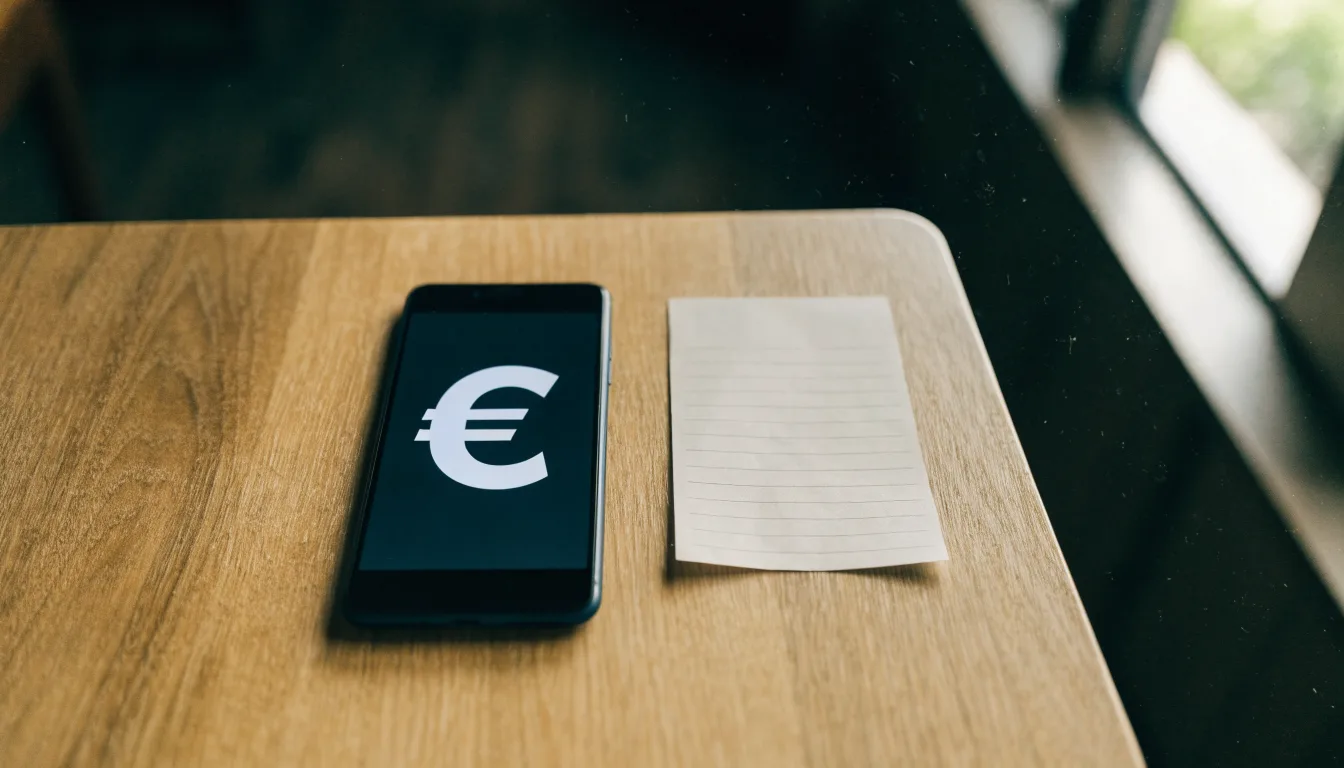 Ein Smartphone mit dunklem Display liegt neben einem leeren Papier-Wettschein auf einem Tisch am Fenster.